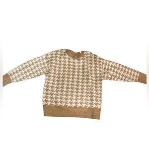 AVA & VIV HERRINGBONE SWEATER- Size XL- Unique and pretty & white &!tan color